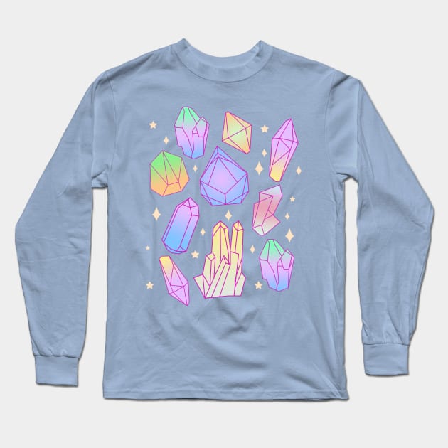 Magical Crystal Flood Pastel Goth Kawaii Witch Long Sleeve T-Shirt by LunaElizabeth